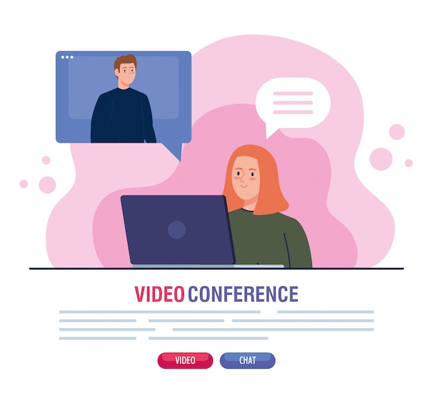 Paar in videokonferenz im laptop