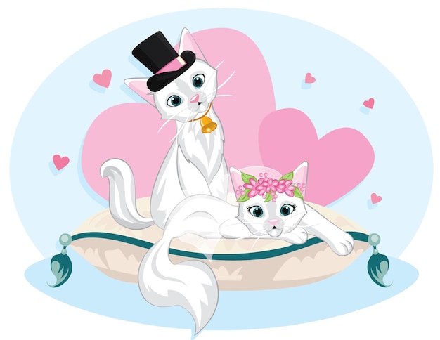 Paar liebe der katze mit herz für valentinstag