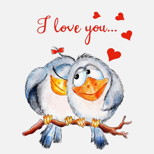 Vektor paar liebevolle vögel aquarell social media beitragsvorlage valentinstag cliparts paar vögel