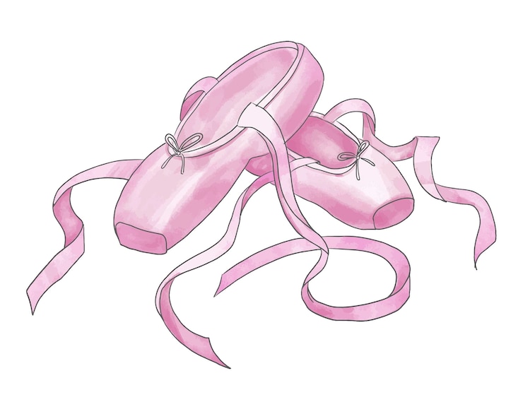 Vektor paar rosafarbene ballettschuhe für ballerina vektorpunkte für tänzer-aquarellillustration