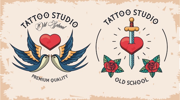 Paar tattoo studio logos