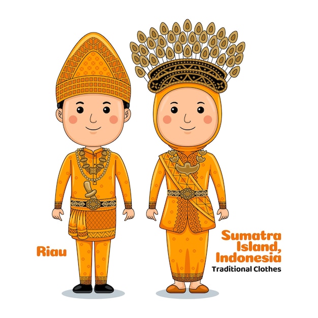 Paar tragen Riau indonesische traditionelle Kleidung