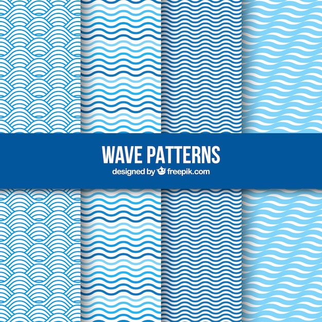 Pack blaue Wellen Muster