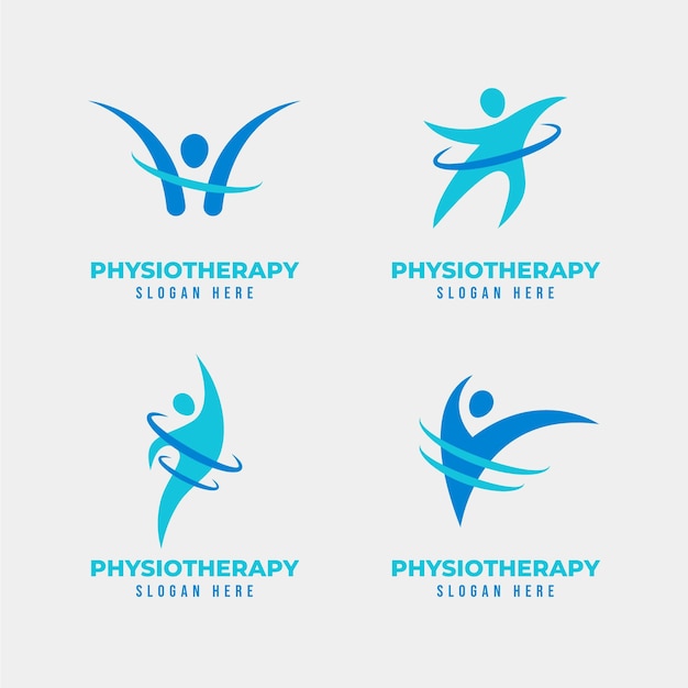 Packung mit flachen Logo-Vorlagen für Physiotherapie