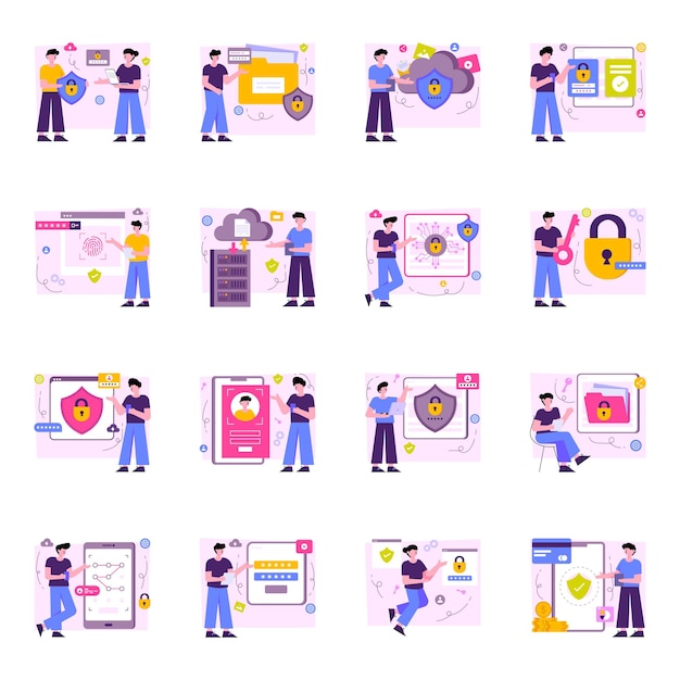 Packung mit flacher Illustration zum Schutz
