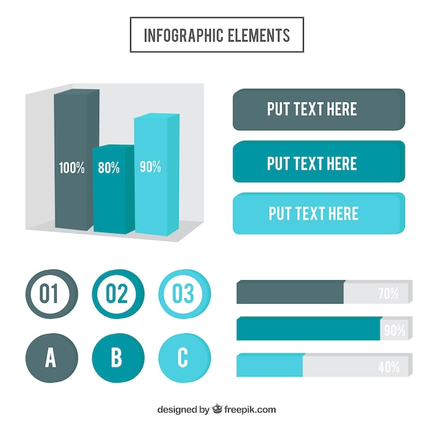 Vektor packung mit infografik-elemente in den blauen tönen