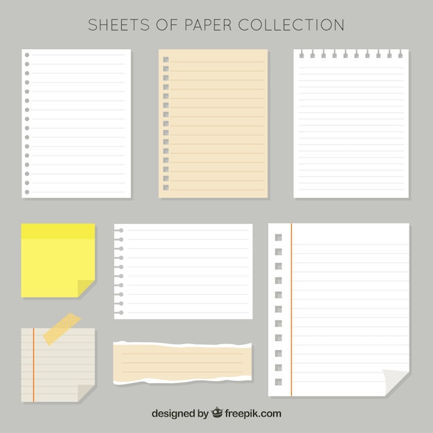 Vektor packung von papierblättern und post-it