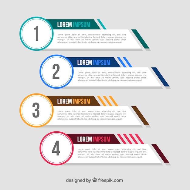 Packung von vier infografischen bannern mit farbelementen