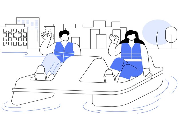 Paddle-Boot-Verleih isolierte Cartoon-Vektor-Illustrationen Gruppe von Freunden mieten ein Paddleboot-Fahren