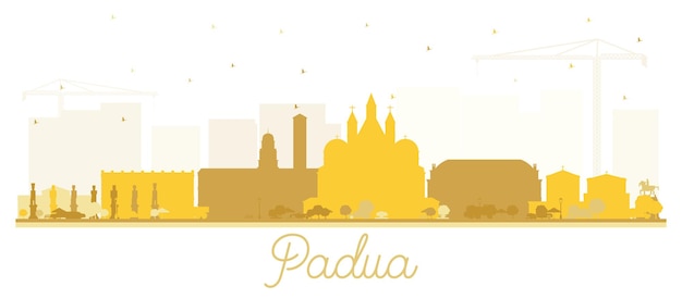 Padua italien city skyline silhouette mit goldenen gebäuden, isolated on white