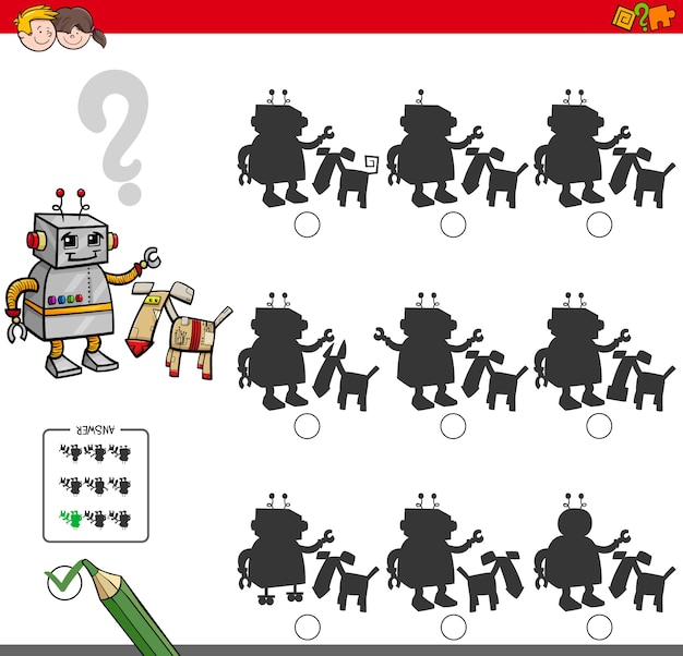 Pädagogisches schattenspiel mit robotercharakteren
