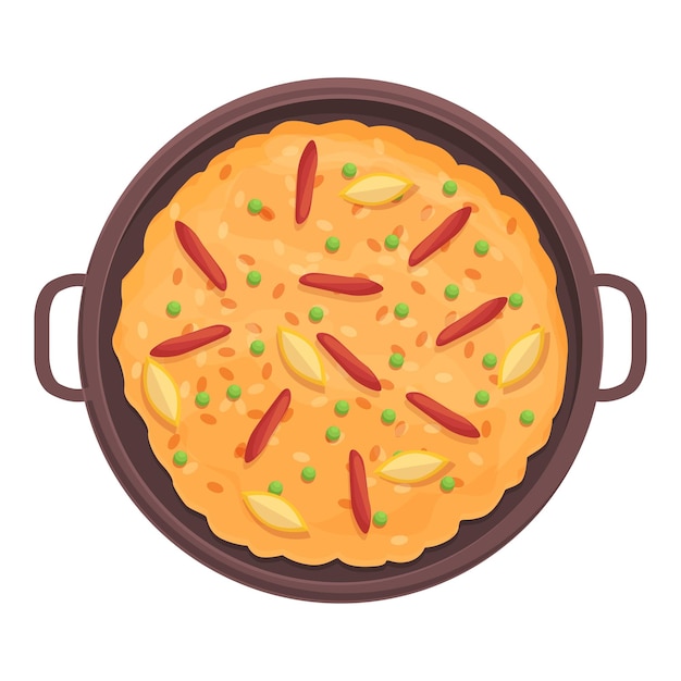 Vektor paella-fisch-ikone, cartoon-vektor, spanische küche, restaurantmenü