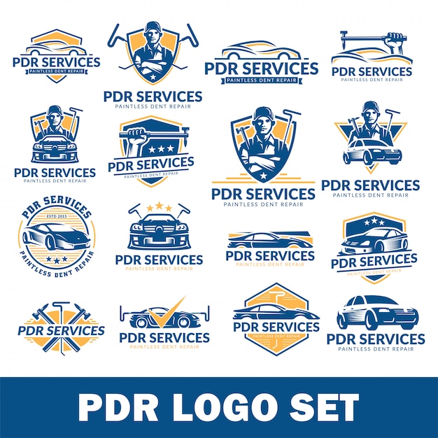 Paintless dent repair-logo-set, pdr-service-logo-pack, sammlung