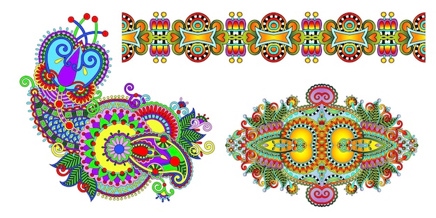 Vektor paisley-blumenmuster in der indischen dekorativen blumenmuster-vektorillustration der ethnischen art