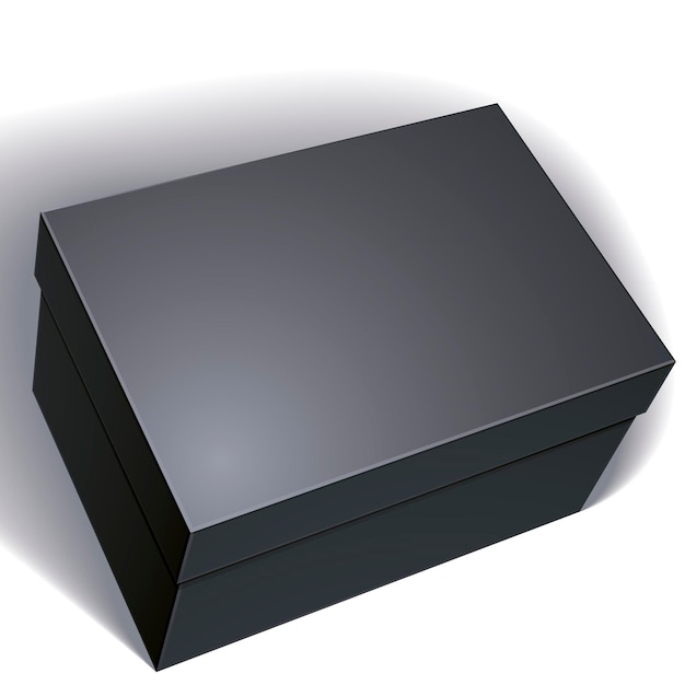 Paket-Black-Box-Design isoliert auf weißem Hintergrund, Vorlage für Ihr Verpackungsdesign, legen Sie Ihr Bild im Multiplikationsmodus über die Box, Vektorillustration Folge 8.