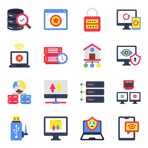 Paket für Server-Netzwerke Flach-Symbol