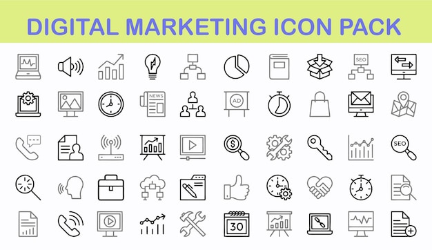 Paket mit digitalen Marketing-Ikonen