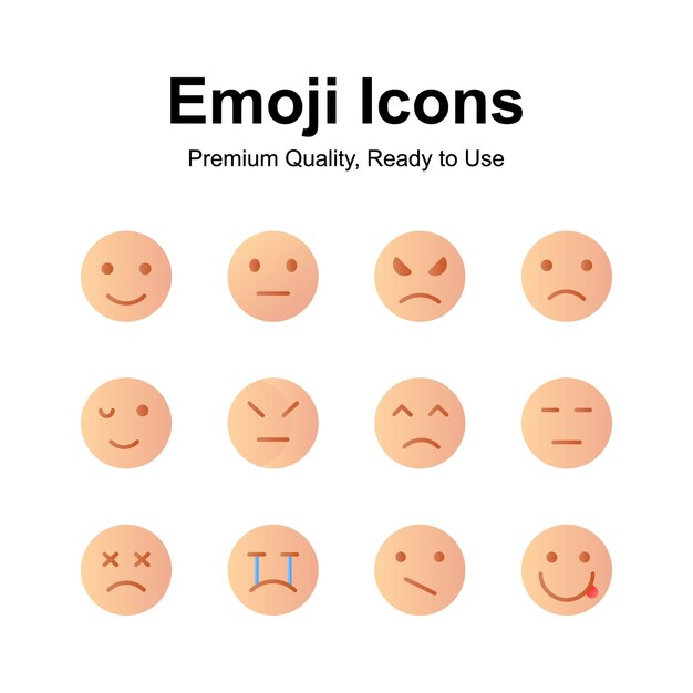 Paket mit Emoji-Ikonen im modernen Designstil, bereit zum Gebrauch und zum Herunterladen