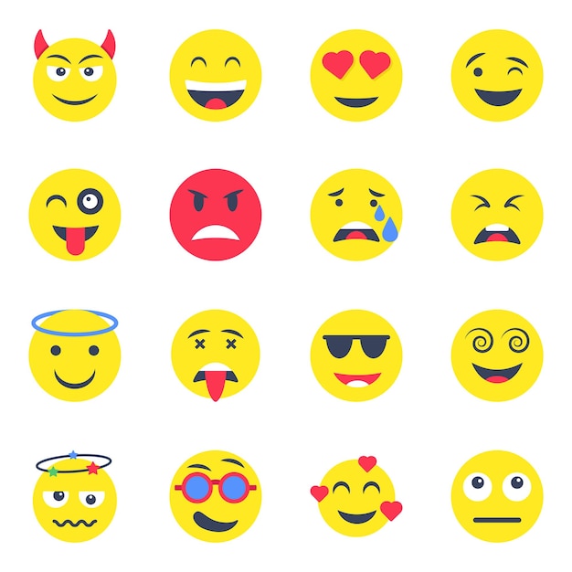 Paket mit flachen Emoji-Symbolen