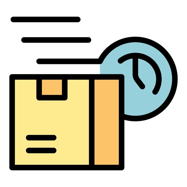 Paket-tracking-symbol umriss-vektor lieferwagen frachtboxfarbe flach