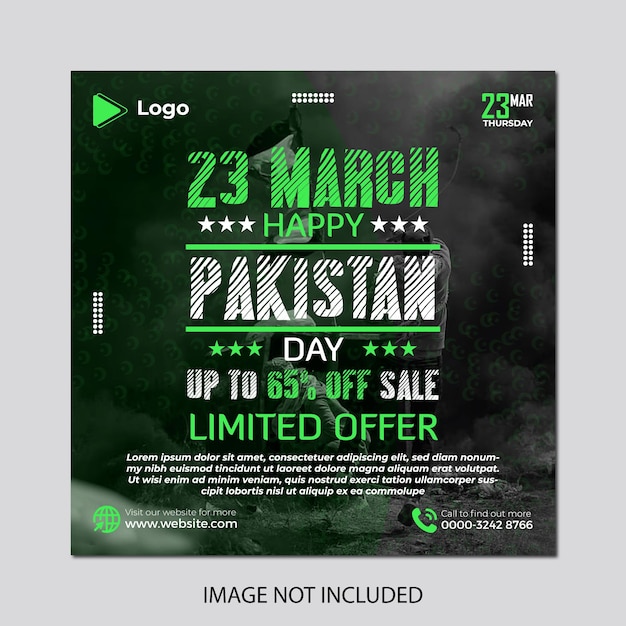 Vektor pakistan resolution day sale web-banner und social-media-poster-design-vorlage