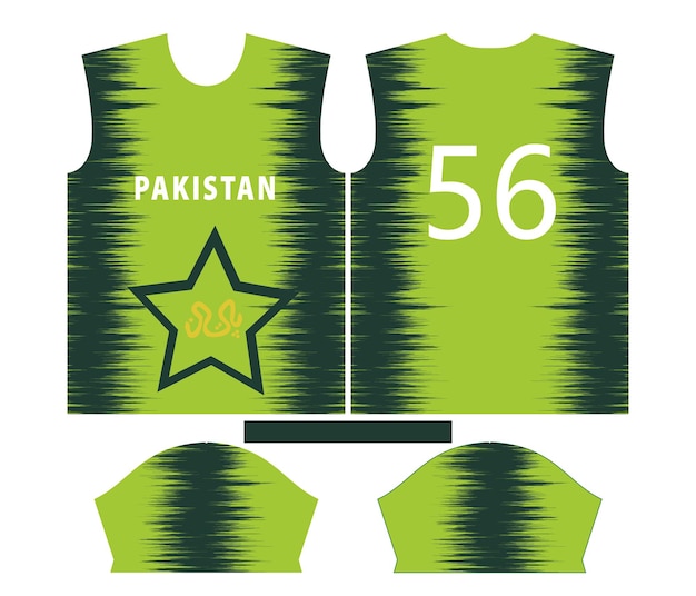 Pakistanisches cricket-teamsport-kinderdesign oder pakistanisches cricket-trikot-design