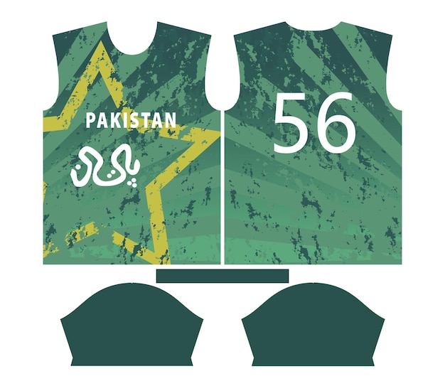 Pakistanisches cricket-teamsport-kinderdesign oder pakistanisches cricket-trikot-design