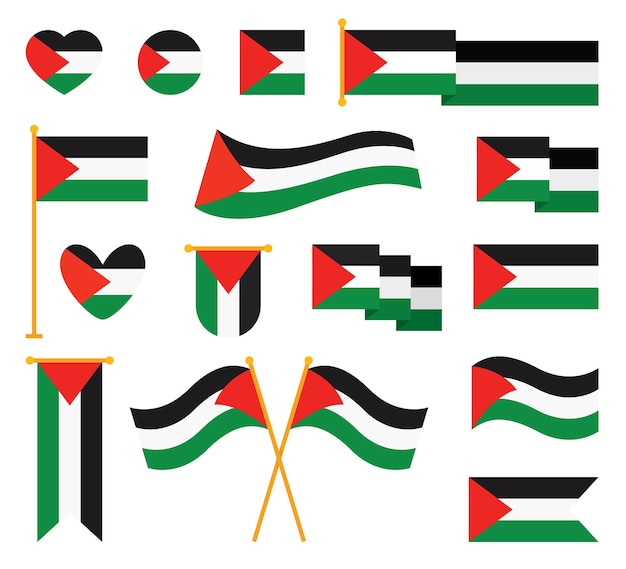 Vektor palästinensische flaggen in verschiedenen formen