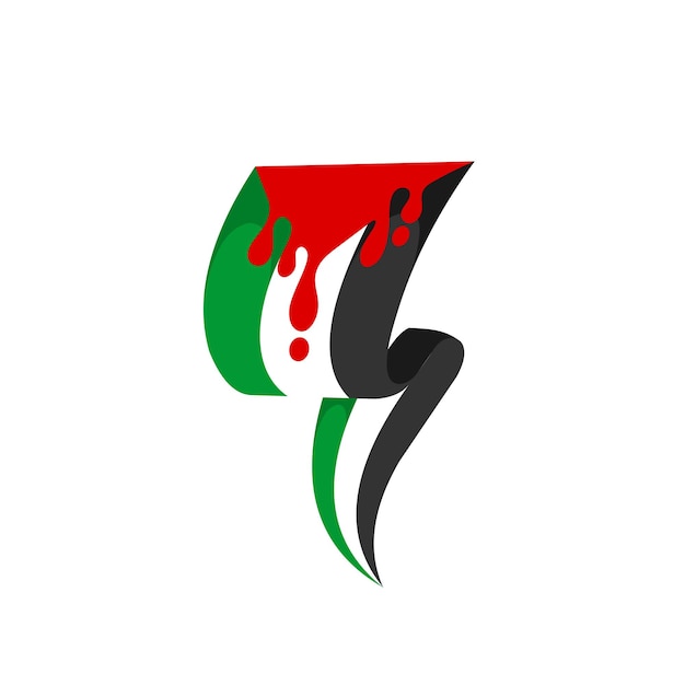 Palästinensisches flaggen-logo mit blutkonzept