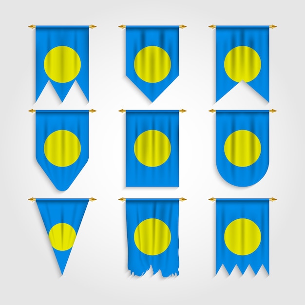 Palau flagge in verschiedenen formen, flagge von palau in verschiedenen formen