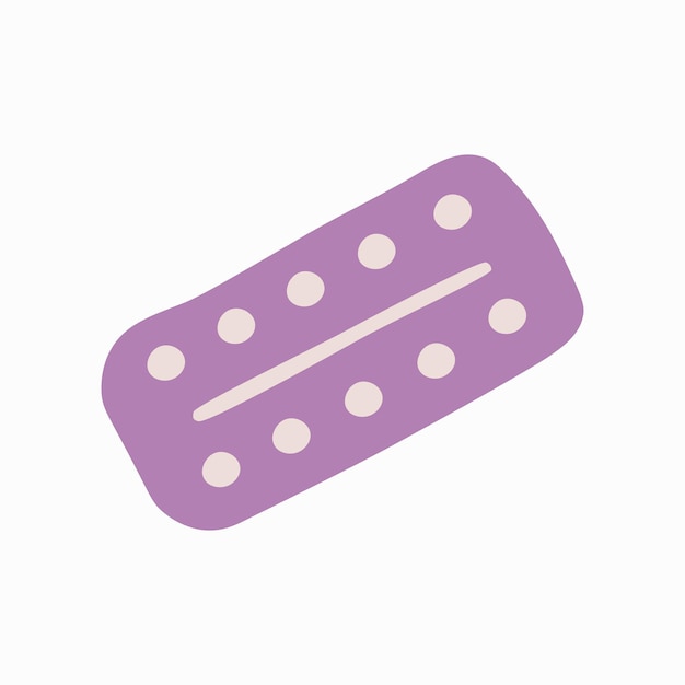 Palette von Pillen Violette Verpackung mit runden Medikamenten