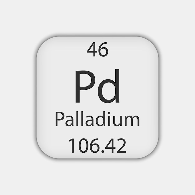 Palladium-symbol chemisches element des periodensystems vektorillustration