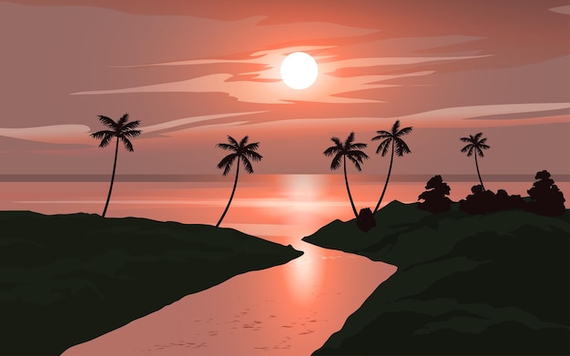 Palm Beach Sonnenuntergang Illustration