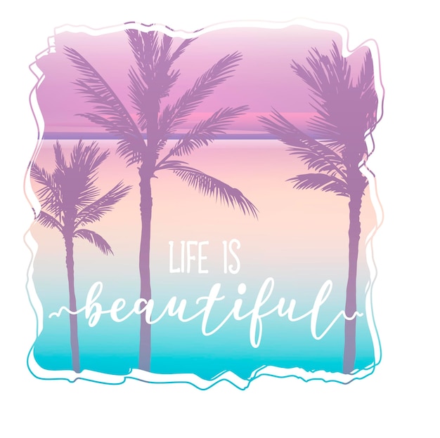 Vektor palm beach tshirt mit grafik und schönem schriftzug