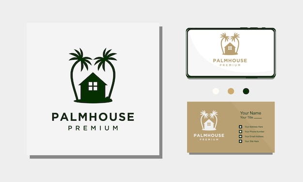 Palm house minimalistisches logo-design, vektor-icon-inspiration