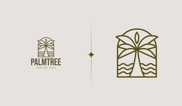 Palm tree simple line logo template universelles kreatives premium-symbol vektorillustration kreative minimale designvorlage symbol für corporate business identity