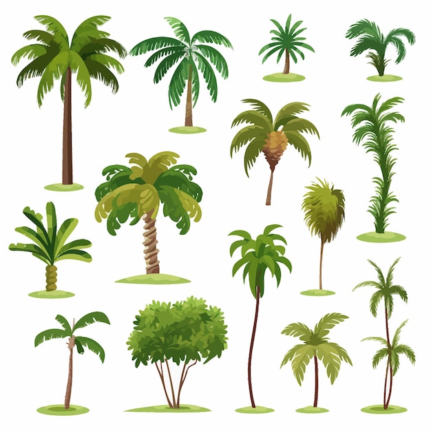 Vektor palmbäume_set_grafik_elemente_in_flat_design