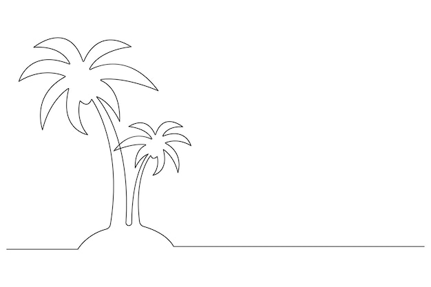 Palmbaum kontinuierliche eine Linie Kunstzeichnung der isolierten Umrisse Vektor-Illustration