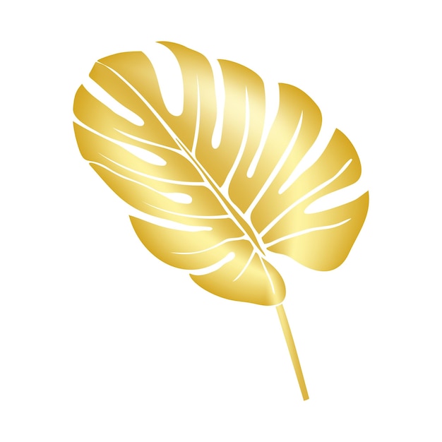 Vektor palmblatt oder goldmonstera dekoratives tropisches blatt mit goldenem gradient vektorillustration