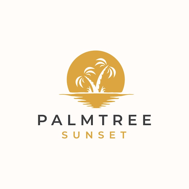 Palme mit sonnenuntergang-logo-vorlage.