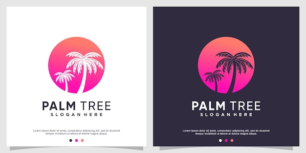 Palmenlogodesign mit kreativem konzept premium-vektor