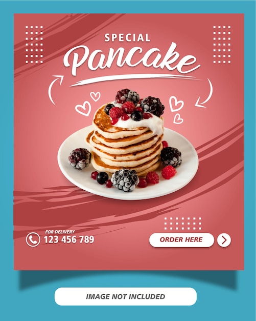 Pancake-menü instagram post social media vorlage premium-vektor