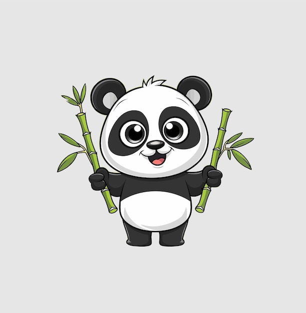 Panda-Cartoon-Illustration Baby-Panda mit Bambus
