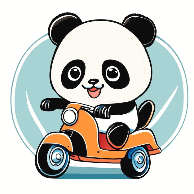 Panda-chopper-reiter-vektor-illustration-cartoon