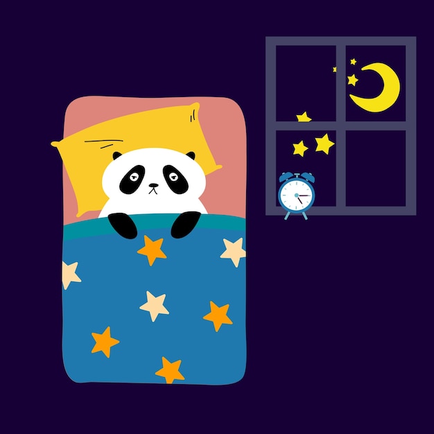 Vektor panda, die nachts an schlaflosigkeit leidet vektorillustration