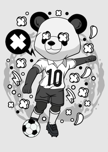 Panda fußball illustration