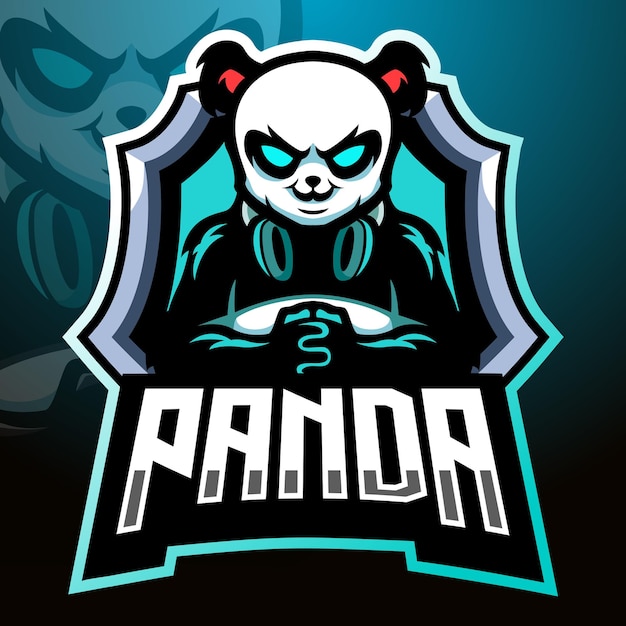 Vektor panda gamer maskottchen. esport logo design