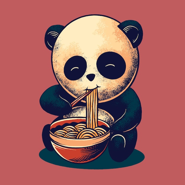 Panda isst nudeln