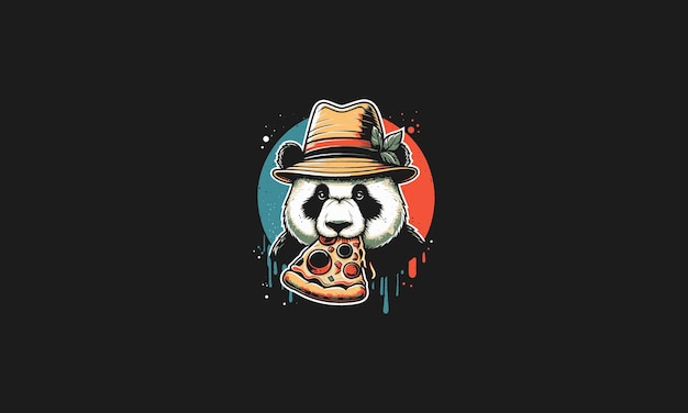 Vektor panda isst pizza vektor-illustration maskottchen-design
