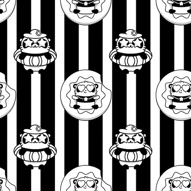 Panda kawaii bär monochrome nahtlose muster